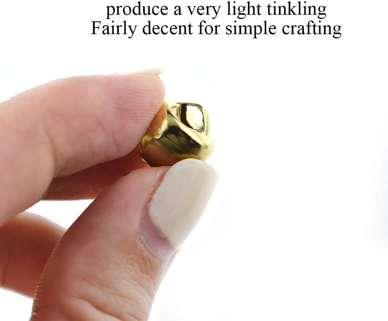 BINZZO 12mm Diameter Mini Jingle Bells Customize Style Bigger Threading Hole Light Tinkling Sound Shiny Brass Christmas Festival Decoration Gold 150 PCS for Gift Wrap Crafts Wedding Jewelry Making - Image 3