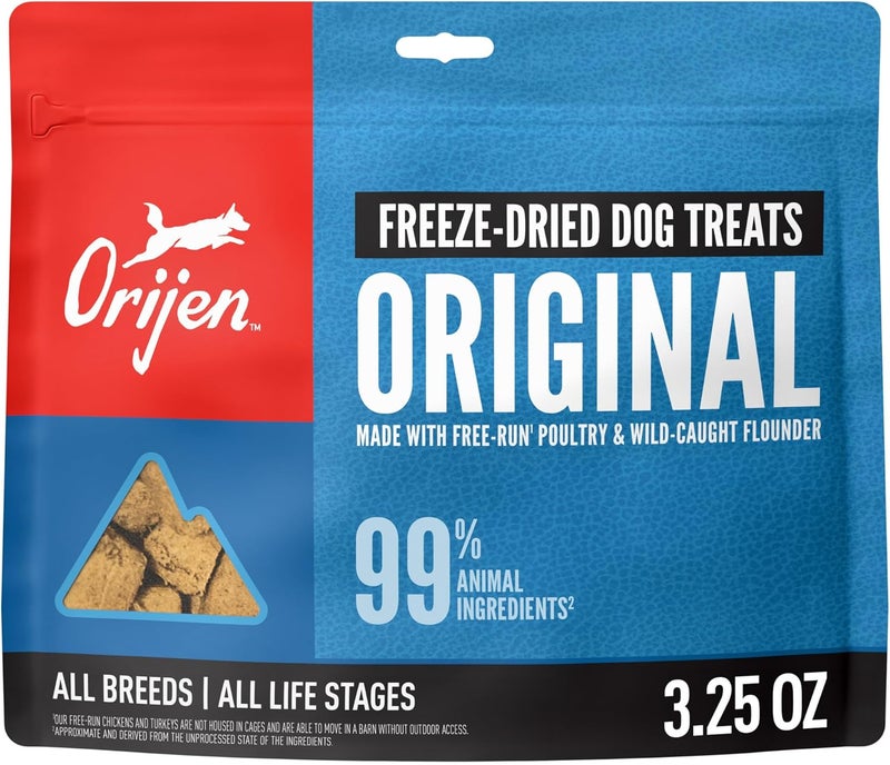 اورجين حلوى الكلاب الأصلية المجففة بالتجميد من ORIJEN، مكونات من الفريسة الكاملة (WholePrey Ingredients)، 3.25 أونصة - Image 1