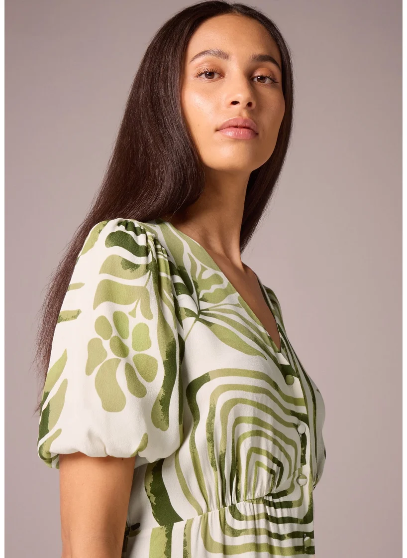 Matalan Green Leaf Midi Tea Dress