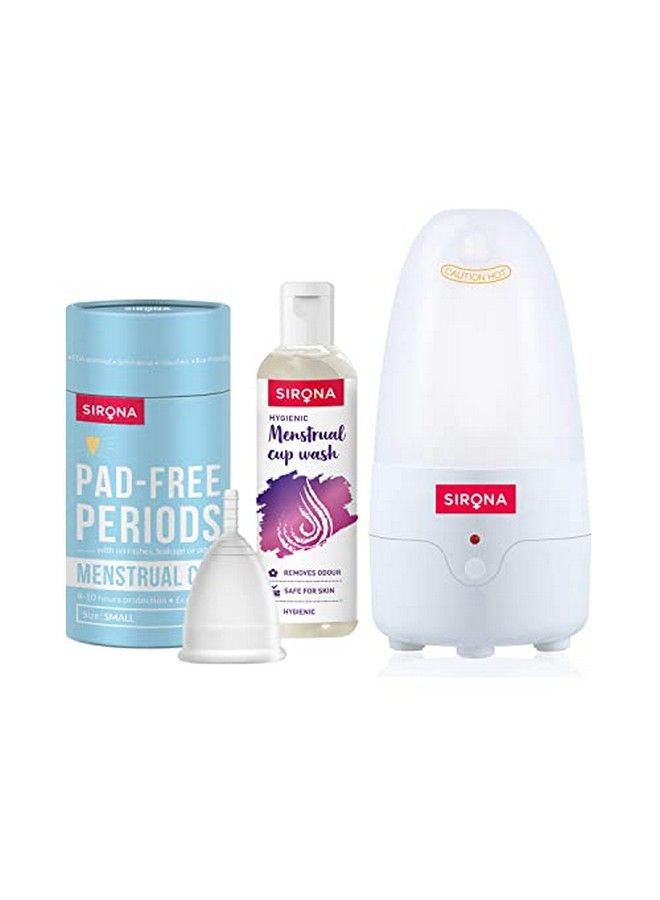 Sirona Reusable Menstrual Cup For Women Small With Natural Menstrual Cup Wash 100 Ml & Menstrual Cup Sterilizer ; Clean Your Period Cup Effortlessly Kills 99% Of Germs In 3 Minutes - Image 2