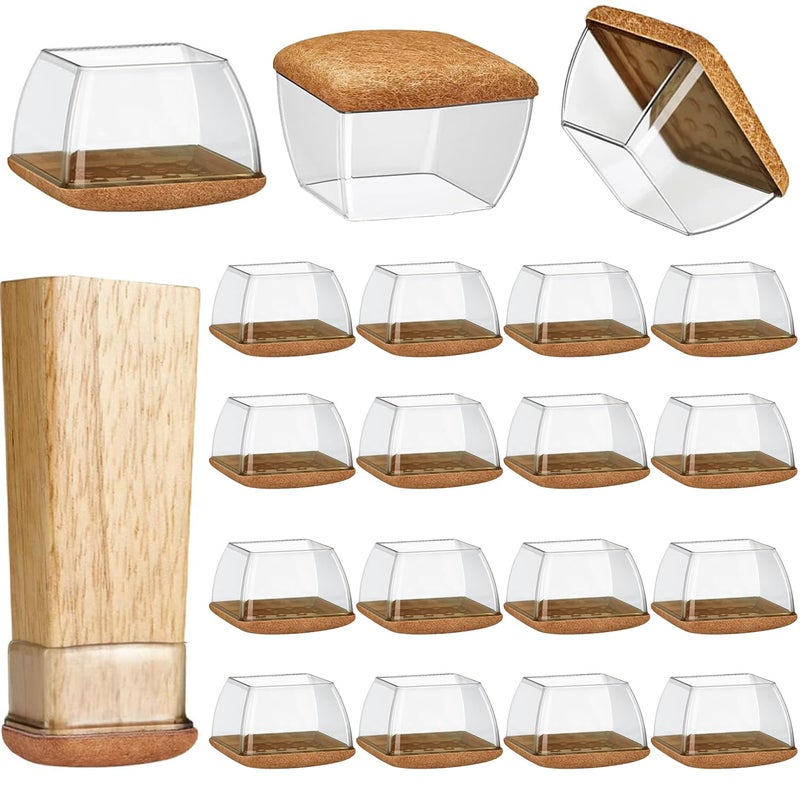 Yarehand 16 Pack Chair Leg Floor Protectors for Hardwood Floors, Rubber Furniture Sliders, 360Â°Felt Pad Bottom Wrapped Thickening Silicone Furniture Legs Caps Covers (L(L:1.3-1.7",W:0.9-1.2"), Rectangular) - Image 1