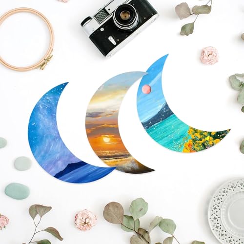 Curious Button Set of 25 Pcs Unfinished Blank Wood Pieces, 4 x 4 Inch Natural Wooden Slices Cutouts for DIY Crafts Pyrograph Painting Staining Burning Engraving Carving Coasters (Moon Shape) - Image 5