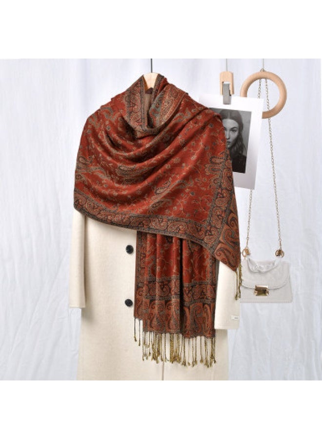 Paisley Print Pashmina Hijab Scarf with Tassels