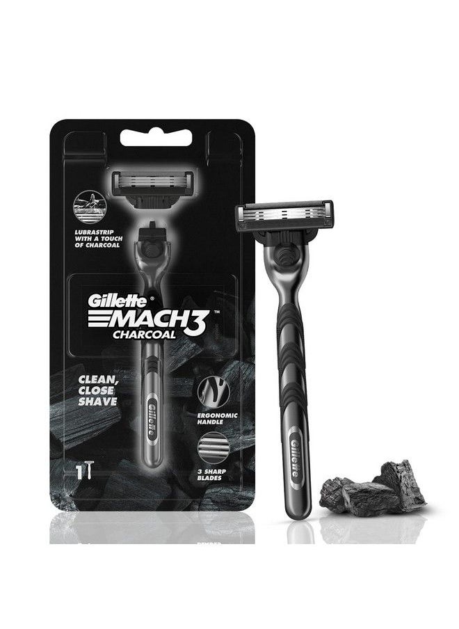 Mach3 Charcoal Shaving Razor For Men With New Enhanced Lubrastrip With A Touch Of Charcoal For A Clean Close Shave