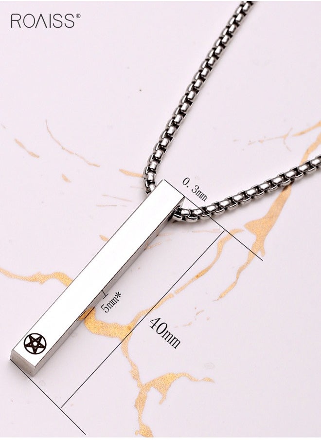 roaiss - Men's Simple Titanium Steel Necklace Personalized Star Carved Waterproof Sweat Proof Fashion Necklace - Image 1
