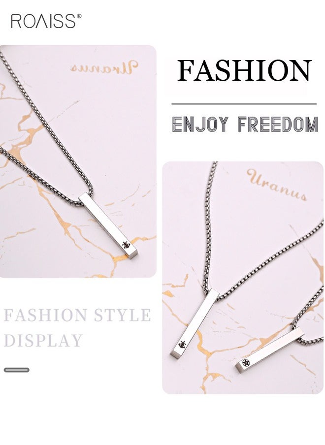 roaiss - Men's Simple Titanium Steel Necklace Personalized Star Carved Waterproof Sweat Proof Fashion Necklace - Image 1