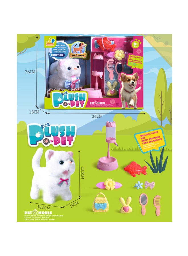 Children's Electric Simulation Plush Pet Suit Teddy White Rabbit Cat Walking Can Call Dog Gift Box Gift-Color:Cat Dressing Suit Gift Box (two Optional)  - Image 1