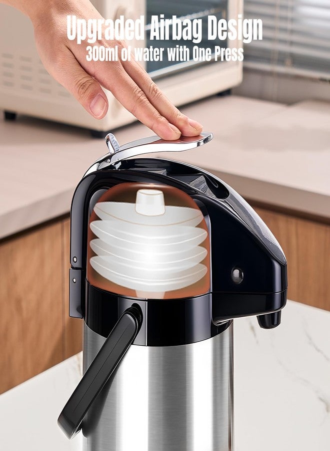 PARACITY Upgraded Airpot Coffee Water Bottle with Double Pump 84oz/2.5L Stainless Steel Drink Dispenser for Hot/Cold Drinks, Lazy Susan Base, Termos Para Coffee for Party Hot Cocoa - Image 3