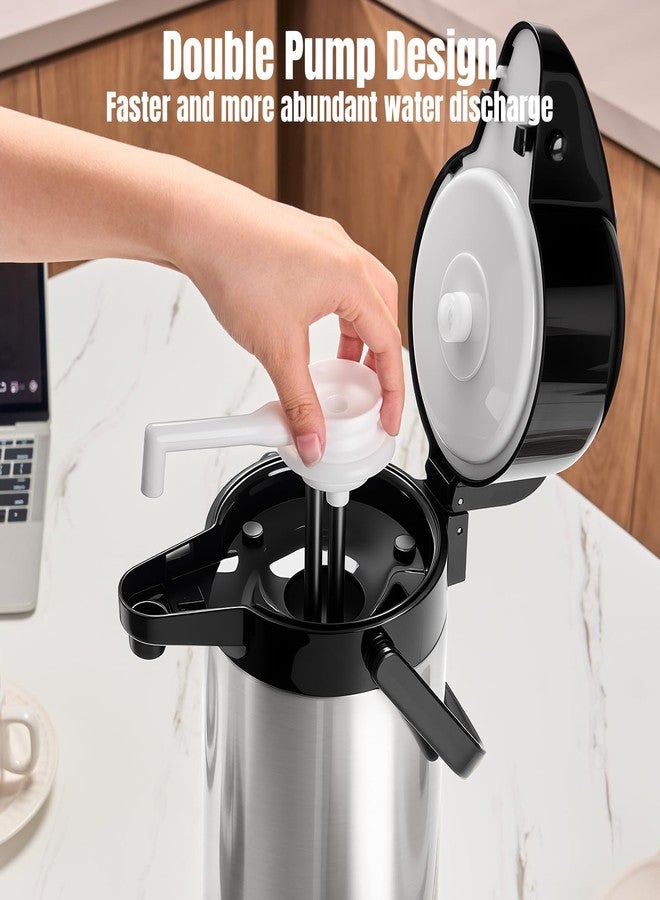 PARACITY Upgraded Airpot Coffee Water Bottle with Double Pump 84oz/2.5L Stainless Steel Drink Dispenser for Hot/Cold Drinks, Lazy Susan Base, Termos Para Coffee for Party Hot Cocoa - Image 4