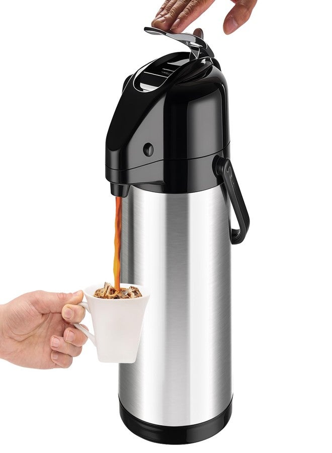 PARACITY Upgraded Airpot Coffee Water Bottle with Double Pump 84oz/2.5L Stainless Steel Drink Dispenser for Hot/Cold Drinks, Lazy Susan Base, Termos Para Coffee for Party Hot Cocoa - Image 1
