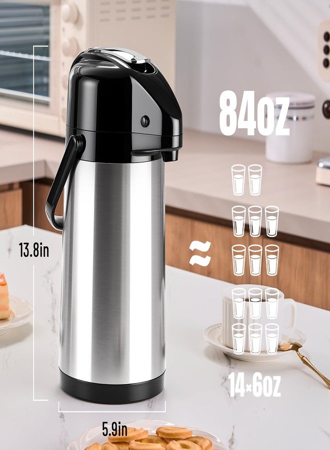 PARACITY Upgraded Airpot Coffee Water Bottle with Double Pump 84oz/2.5L Stainless Steel Drink Dispenser for Hot/Cold Drinks, Lazy Susan Base, Termos Para Coffee for Party Hot Cocoa - Image 2