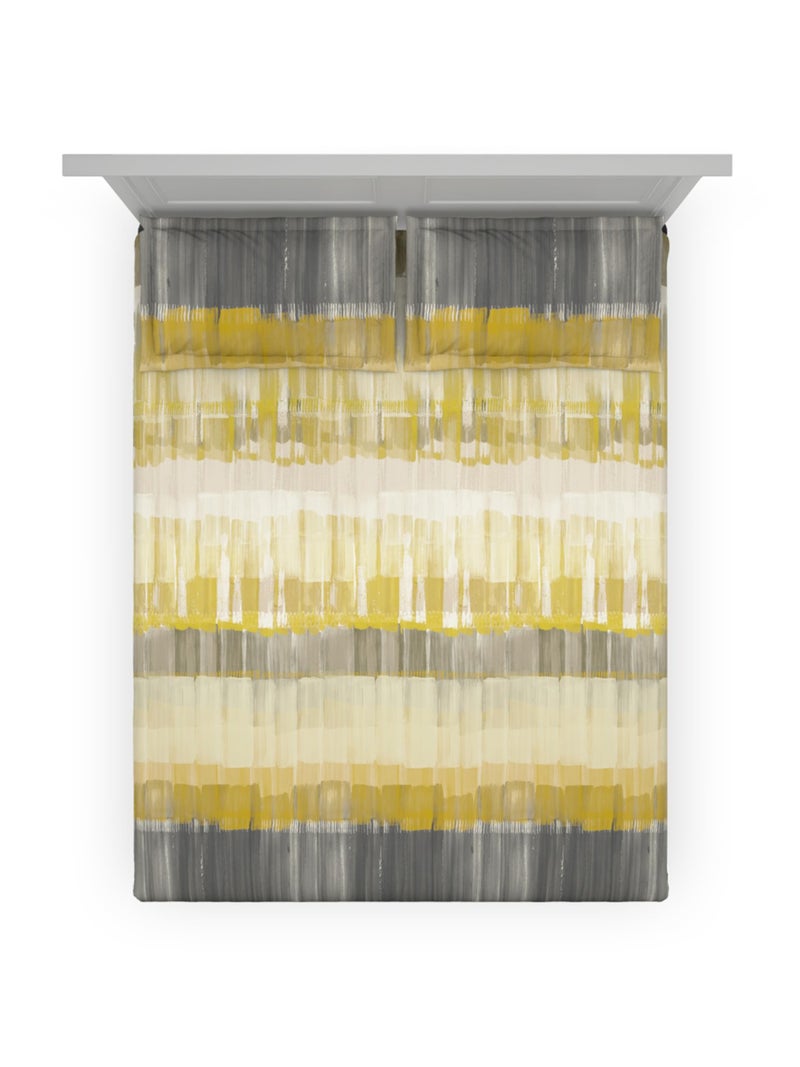DDECOR Live beautiful Ddecor Primary Collection Bedsheet Set - 100% Cotton Bedsheet for Double Bed, Abstract 145 TC, Double Bedsheet with 2 Pillow Covers - Yellow  - Image 3