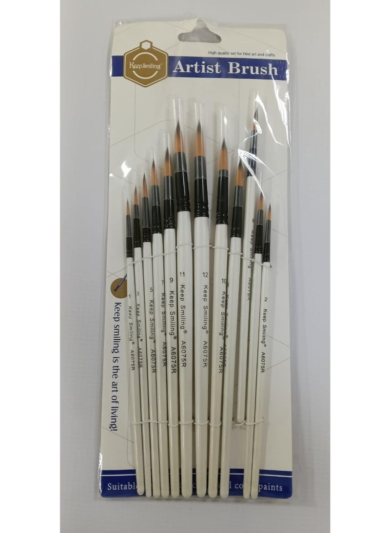 كيب سمايلنج مجموعة فرش الرسم YW9522-12A - 12 قطعة - Image 1