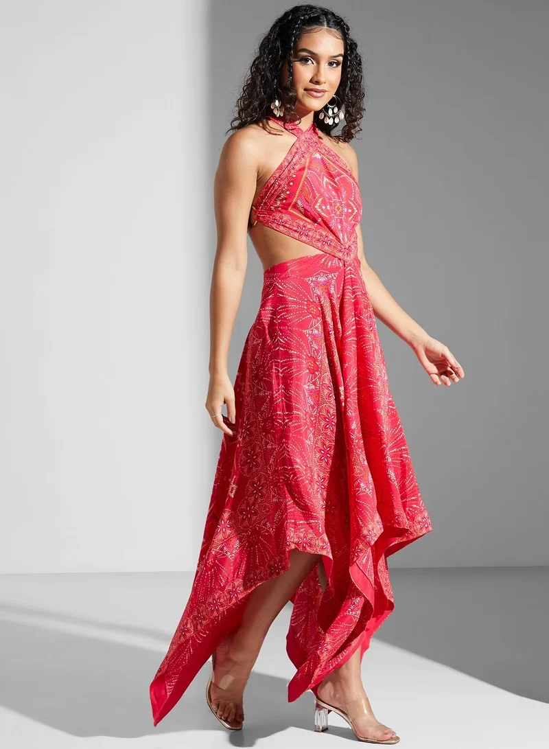 Label RITU KUMAR Printed Halter Dress