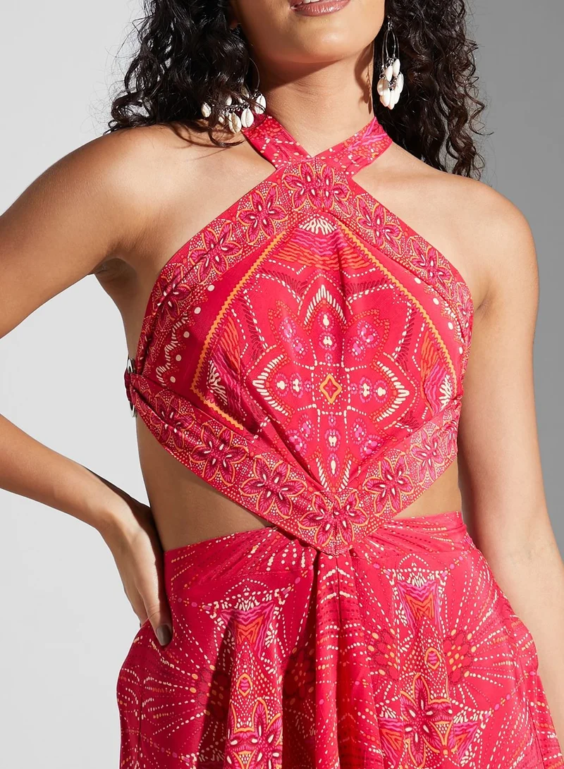 Label RITU KUMAR Printed Halter Dress