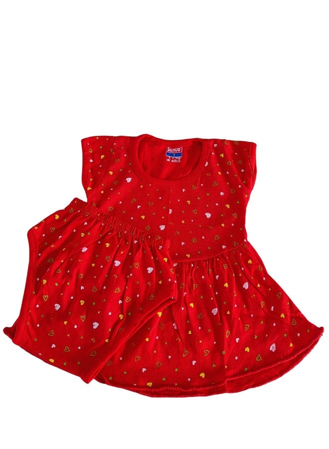 SUNUO Baby Girl Cotton A-Line Frock with Pant Combo (Pack of 3) (in, Age, 0 Months, 3 Months, Regular, RBO-2) Multicolour - Image 4