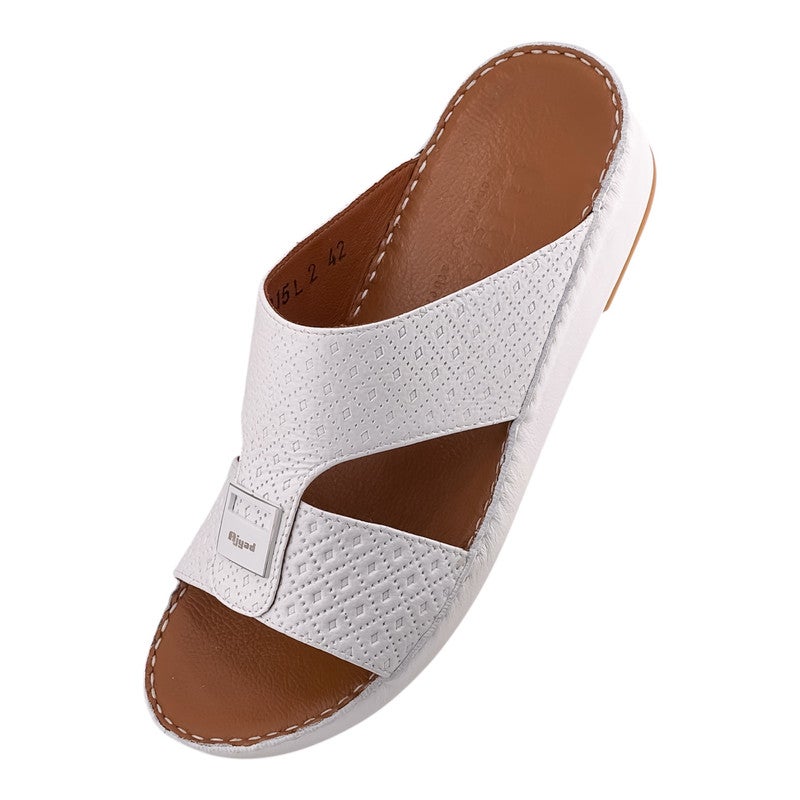 AJYAD Handmade Arabic Sandals For Men | Outdoor Mens Slippers | Everyday Flip Flops Open Toe | Arabic Genuine Shamwa Leather | New Design | Tan Footbed | Comfortable & LightWeight - Image 3