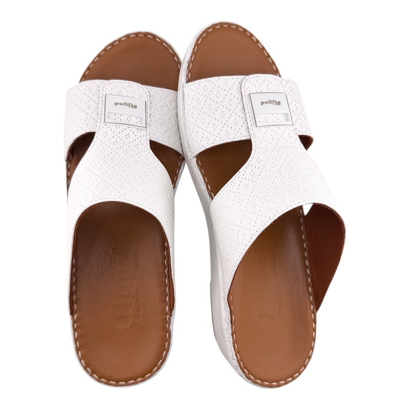AJYAD Handmade Arabic Sandals For Men | Outdoor Mens Slippers | Everyday Flip Flops Open Toe | Arabic Genuine Shamwa Leather | New Design | Tan Footbed | Comfortable & LightWeight - Image 2