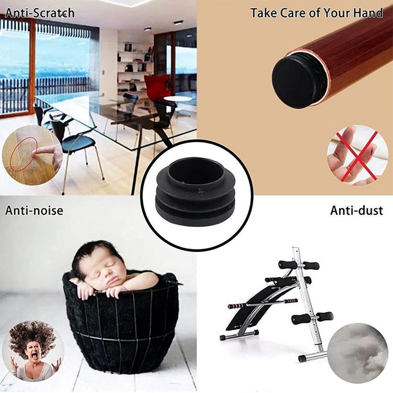 nanaxagly Round Plastic Plug, Black Tubing End Cap Plug Chair Glide Round Pipe End Cap Furniture Chair/Leg Pipe Cover Insert (20 PCS) (1 1/2 inch) - Image 2