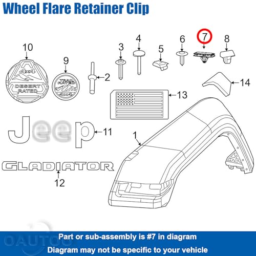 OAUTOO 30pcs Wheel Flare Retainer Fender Clip 68526185AA fits Jeep Wrangler JL 2018-2024, Jeep Gladiator JT 2020-2025, RAM 1500 2019-2025 - Image 3