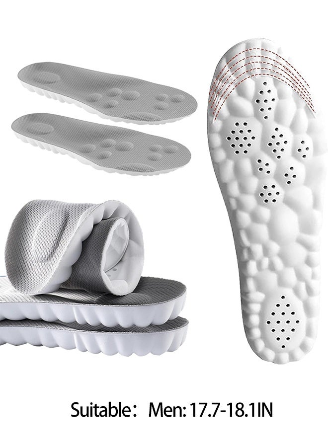 عام نعال داخلية سحابية 4D للرجال والنساء، نعال داخلية سحابية من الإسفنج الذكي فائقة النعومة ومضادة للتعب، وامتصاص الصدمات، وتخفيف آلام القدم، (رمادي، للرجال: 17.7-18.1 بوصة) - Image 1