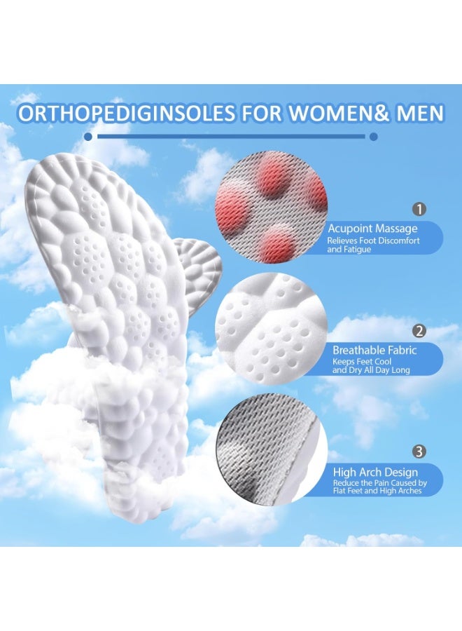 عام نعال داخلية سحابية 4D للرجال والنساء، نعال داخلية سحابية من الإسفنج الذكي فائقة النعومة ومضادة للتعب، وامتصاص الصدمات، وتخفيف آلام القدم، (رمادي، للرجال: 17.7-18.1 بوصة) - Image 2