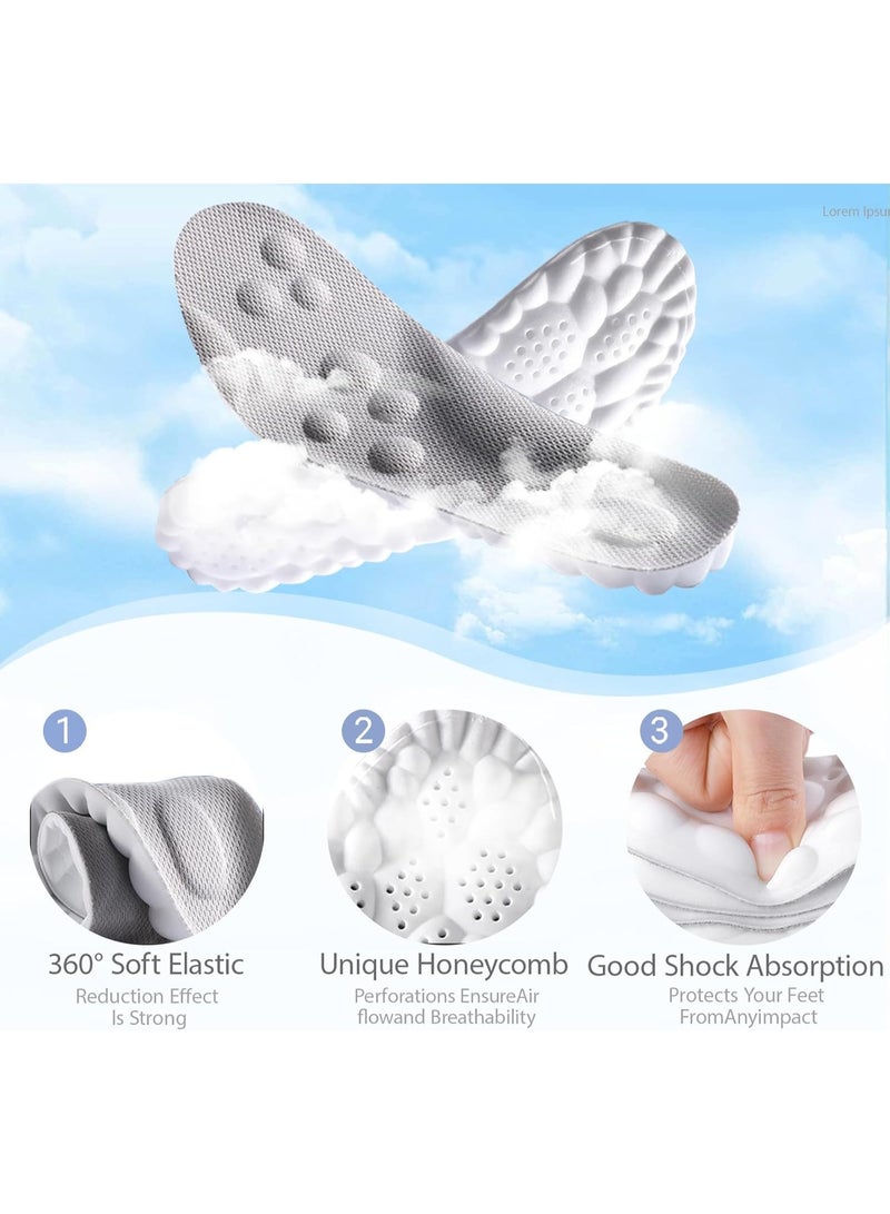 عام نعال داخلية سحابية 4D للرجال والنساء، نعال داخلية سحابية من الإسفنج الذكي فائقة النعومة ومضادة للتعب، وامتصاص الصدمات، وتخفيف آلام القدم، (رمادي، للرجال: 17.7-18.1 بوصة) - Image 3
