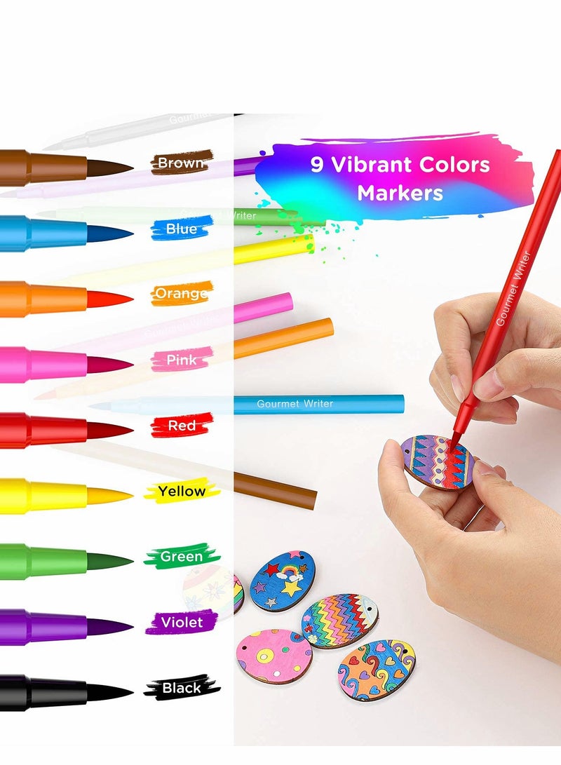 Captaintech Edible Food Coloring Pens for Kids 9 Pcs Fine Tip Markers for Decorating Cookies Cakes and Baking - Image 5