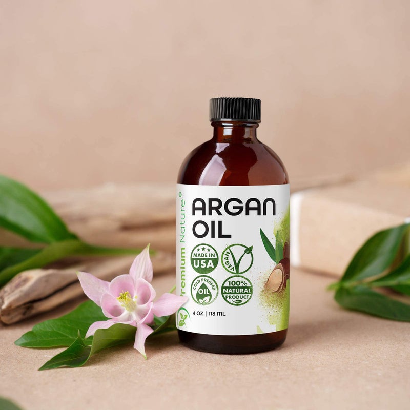 Premium Nature زيت الأركان الطبيعي الممتاز للشعر 100% نقي معصور على البارد سيروم زيت الأركان لتحفيز نمو الشعر للشعر الجاف والتالف زيت الأركان لترطيب البشرة وحماية الأظافر 4 أونصات - Image 5