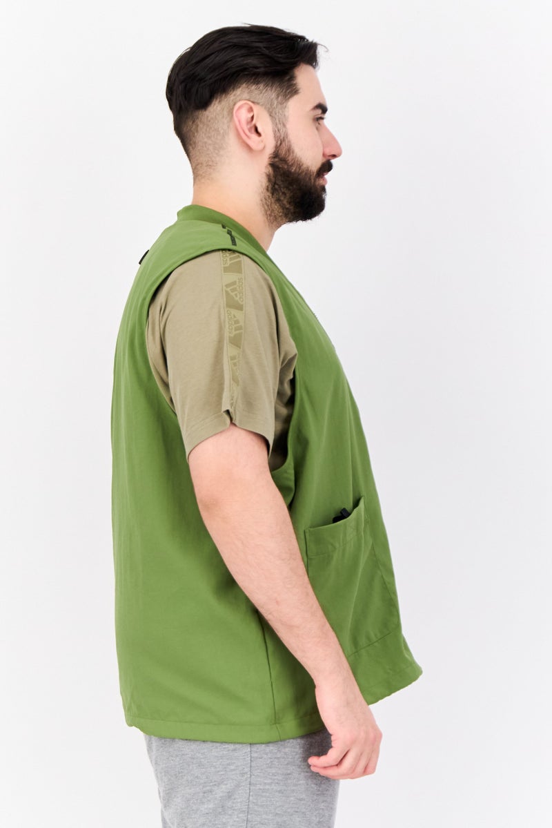 adidas Originals Men Sportswear Fit Sleeveless Running Jacket Vest, Olive  - Image 2
