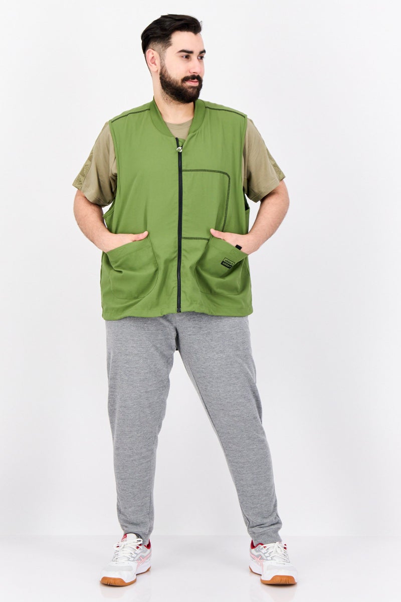 adidas Originals Men Sportswear Fit Sleeveless Running Jacket Vest, Olive  - Image 4