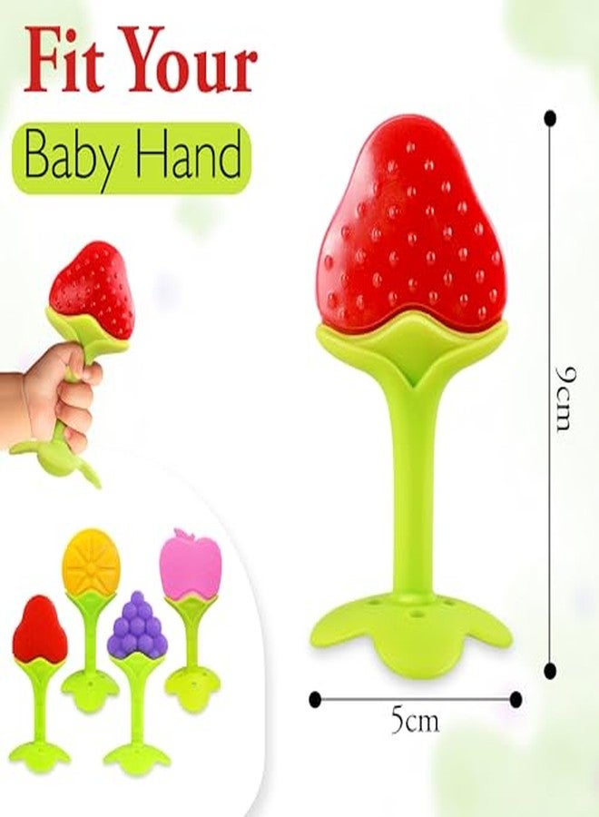 GLUN® 6 Piece Baby Teeth Chewer Teether, Silicone Fruit Shape Toy for 0-12 Months, BPA Free Silicone Soothing Teether Soft & Safe Gum Relief Toy - Image 5