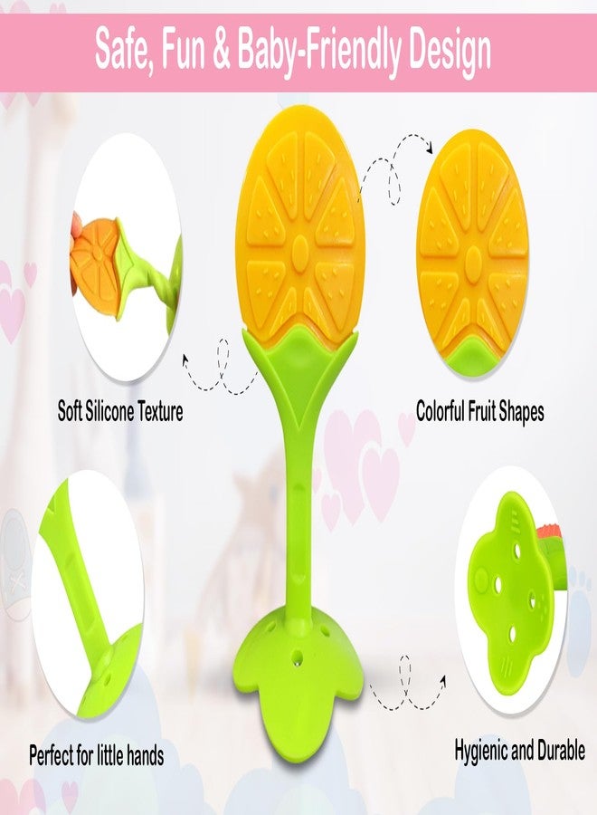 GLUN® 6 Piece Baby Teeth Chewer Teether, Silicone Fruit Shape Toy for 0-12 Months, BPA Free Silicone Soothing Teether Soft & Safe Gum Relief Toy - Image 4