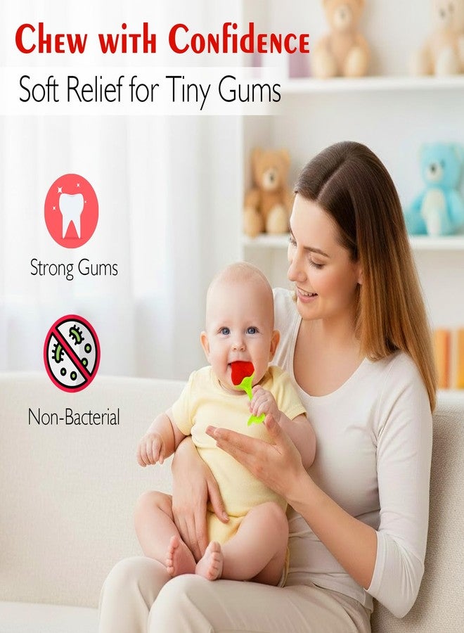 GLUN® 6 Piece Baby Teeth Chewer Teether, Silicone Fruit Shape Toy for 0-12 Months, BPA Free Silicone Soothing Teether Soft & Safe Gum Relief Toy - Image 3