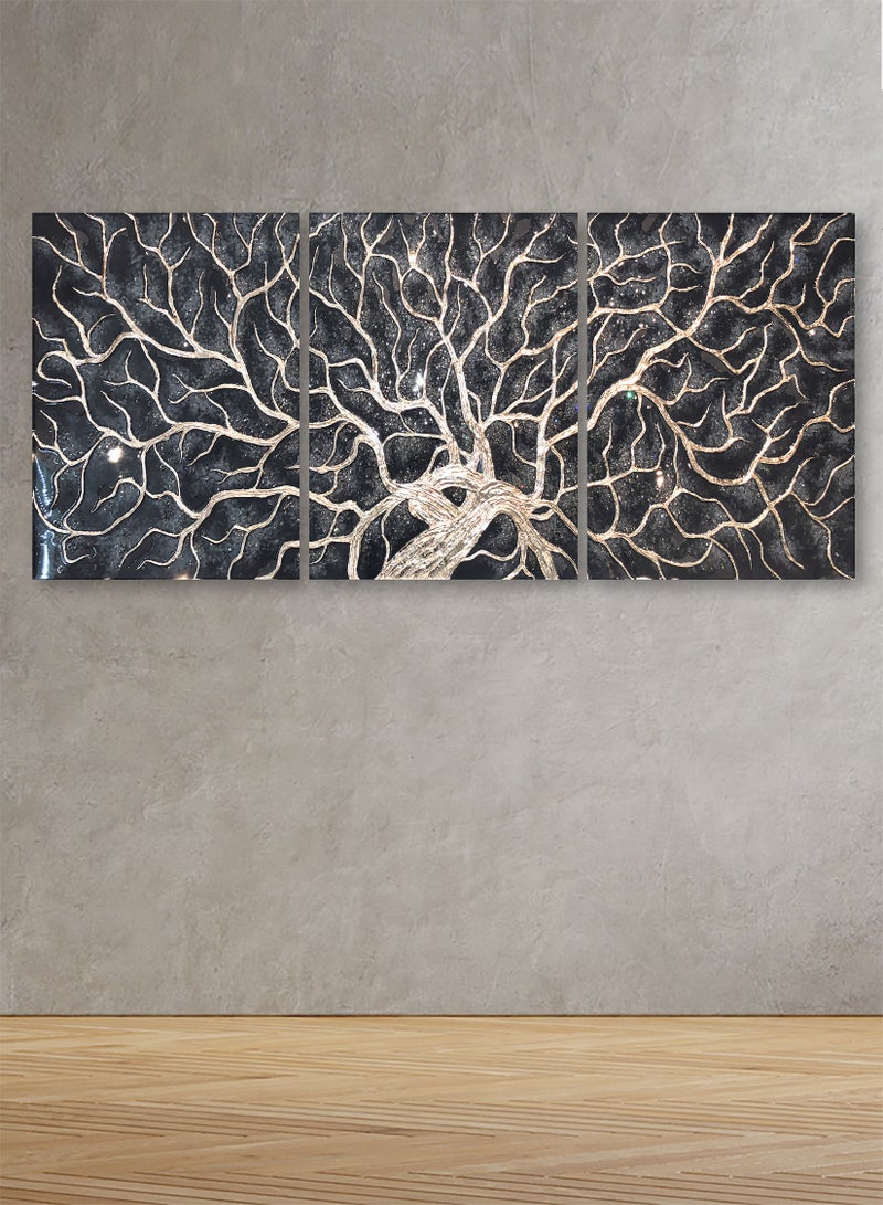 ماركتنا لوحة جدارية فنية لتزين الحائط بتصميم تجريدي، ثلاث قطع ،مقاس120X60سم - Image 1