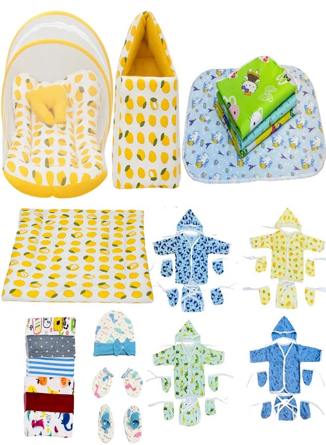 Infantbond by Fareto Newborn Baby Essentials Combo Set – 36 in 1 All-Season Hospital Care Kit for Newborns (0–6 Months) | Complete Baby Gift Set | Baby Products All New Born Combo (Lemon Yellow) - Image 1