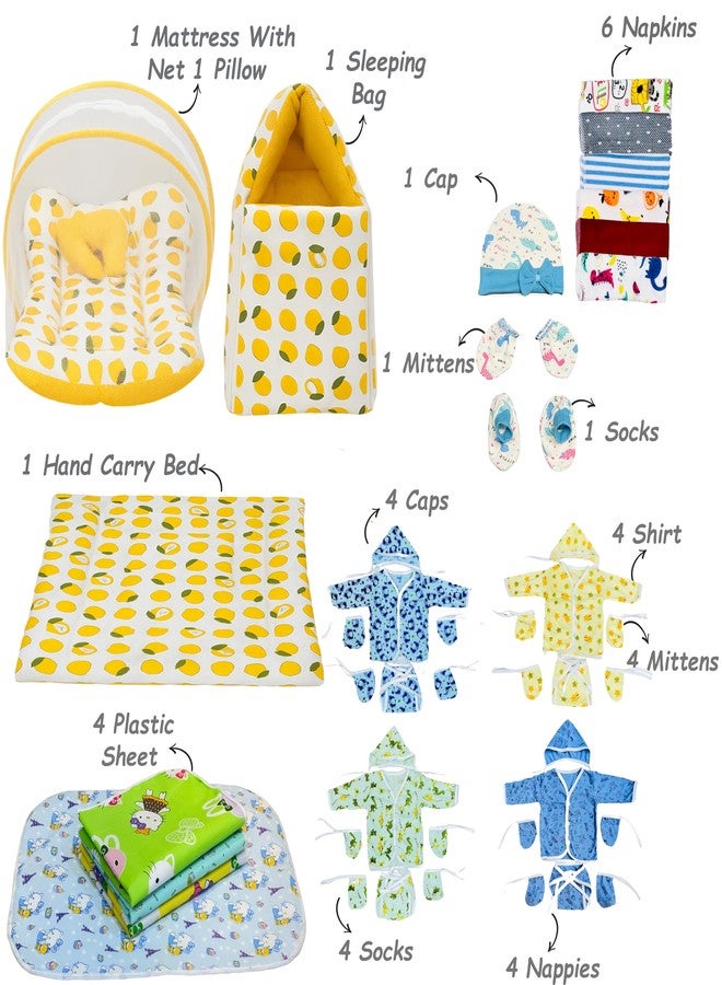Infantbond by Fareto Newborn Baby Essentials Combo Set – 36 in 1 All-Season Hospital Care Kit for Newborns (0–6 Months) | Complete Baby Gift Set | Baby Products All New Born Combo (Lemon Yellow) - Image 2