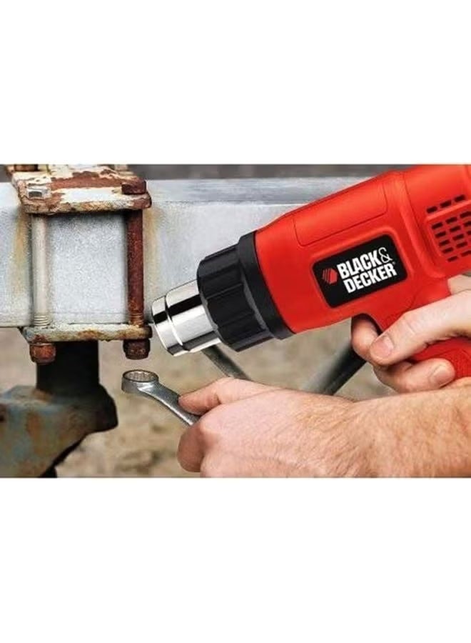 بلاك اند ديكر مسدس حراري سلكي - إعدادان للحرارة - تصميم مريح وخفيف الوزن - لإزالة الطلاء والورنيش والمواد اللاصقة - هيكل متين - برتقالي/أسود 19×10×7 سم - KX1650-B5 - Image 4