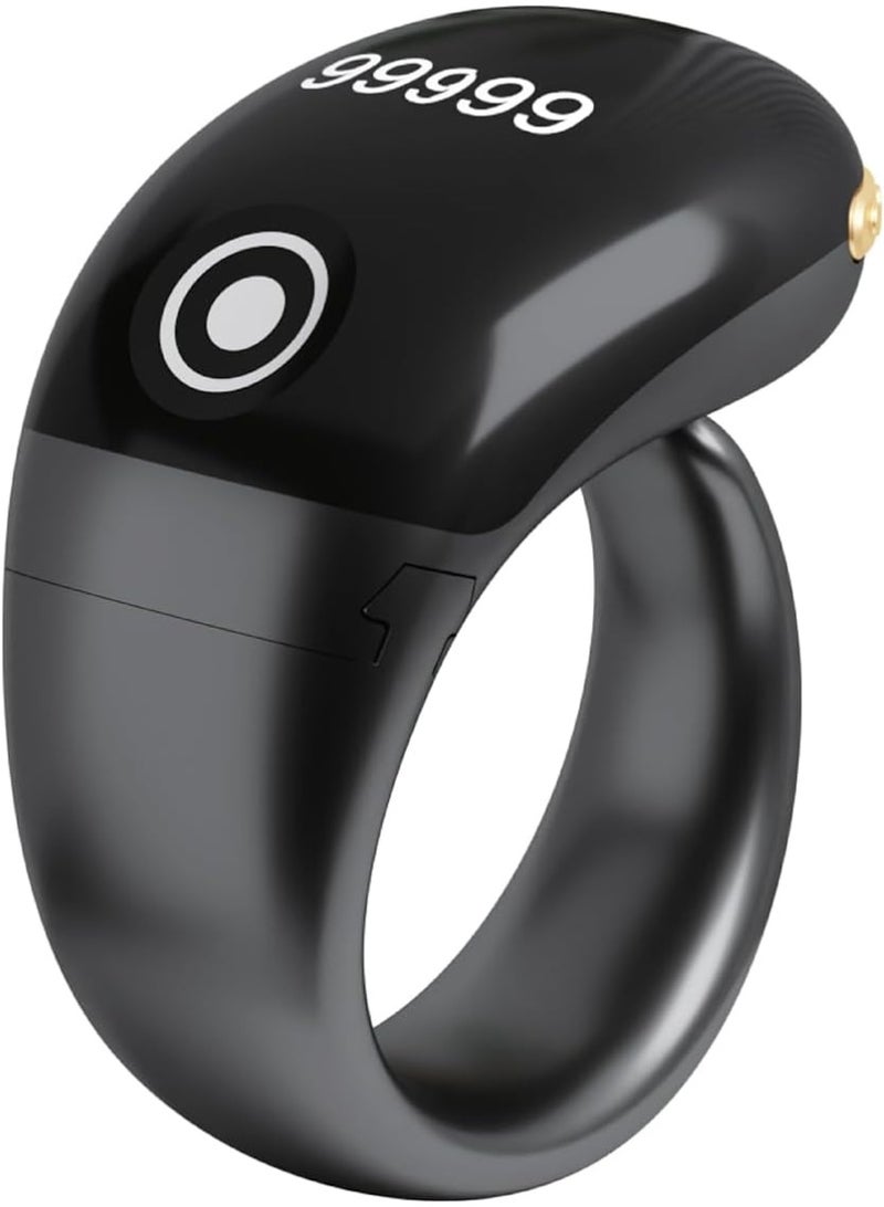 Smart Tasbih Counter Zikr Ring, Digital with OLED Display & App Support, Waterproof Finger Counter, Black, 18mm/20mm/22mm - Image 1