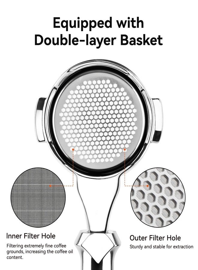 muvna 58mm Bottomless Portafilter 2 Ears - MUVNA Naked Portafilter Fits E61 Groupheads/Rocket/Gemilai/Sanremo/Ascaso/Slayer/ECM Coffee Machines, with Double-layer Filter Basket 18-20g, Black - Image 4
