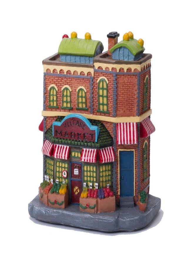 QPURP Christmas Village House with Light, Light up Market Scene Holiday Decor Building - Image 1