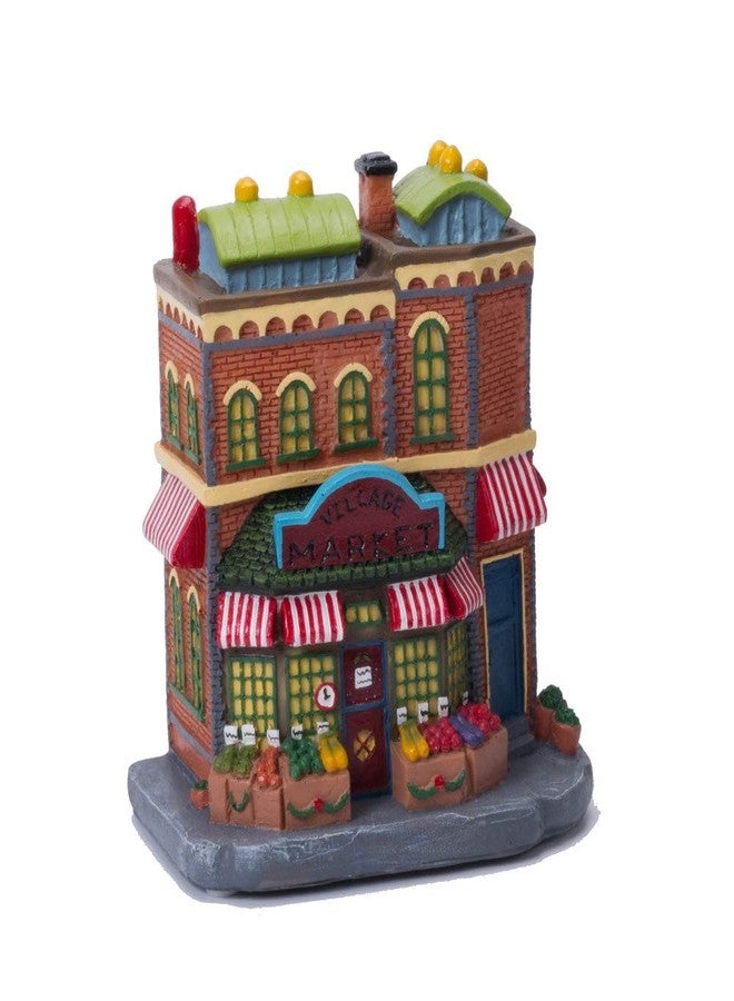 QPURP Christmas Village House with Light, Light up Market Scene Holiday Decor Building - Image 3