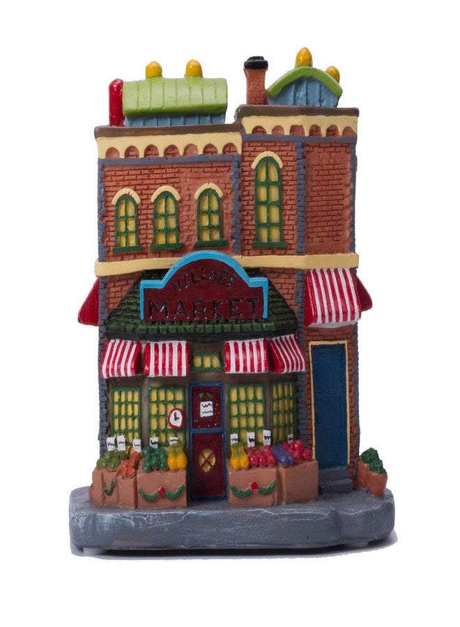 QPURP Christmas Village House with Light, Light up Market Scene Holiday Decor Building - Image 2