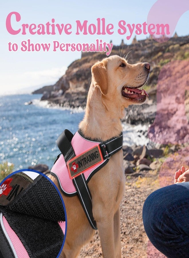 رابيتجو سرج أرنب جو للكلاب الكبيرة، سترة للحيوانات الأليفة مانعة للشد والاختناق، سهلة الارتداء بإبزيم واحد، عاكسة للضوء، سرج قابل للتعديل مع نظام مولي للمشي والتدريب، وردي، مقاس كبير - Image 4