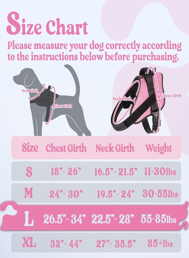رابيتجو سرج أرنب جو للكلاب الكبيرة، سترة للحيوانات الأليفة مانعة للشد والاختناق، سهلة الارتداء بإبزيم واحد، عاكسة للضوء، سرج قابل للتعديل مع نظام مولي للمشي والتدريب، وردي، مقاس كبير - Image 2