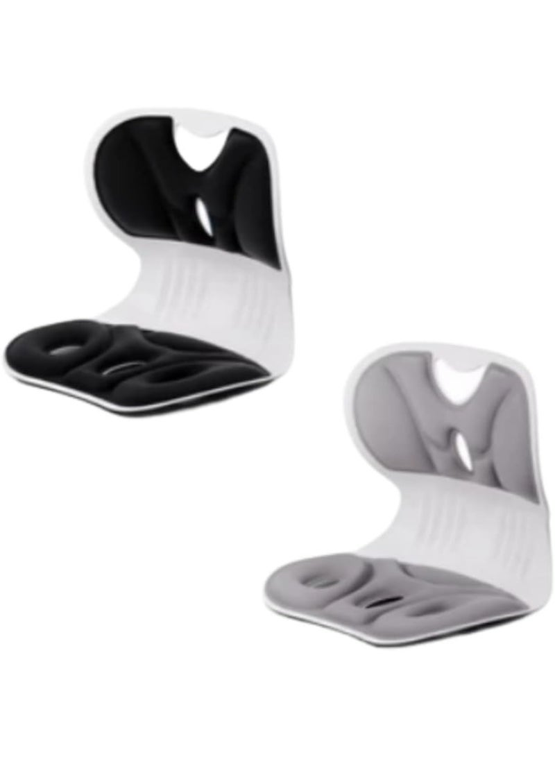 كرسي مريح شديد التحمل مع دعم الظهر والمنطقة السفلية منه، وسادة تصحيح الوضعية لتخفيف آلام أسفل الظهر، مقعد مضغوط للمنزل والمكتب والسيارة، مقعد 33 سم بظهر مريح 31 سم (أسود) - Image 3