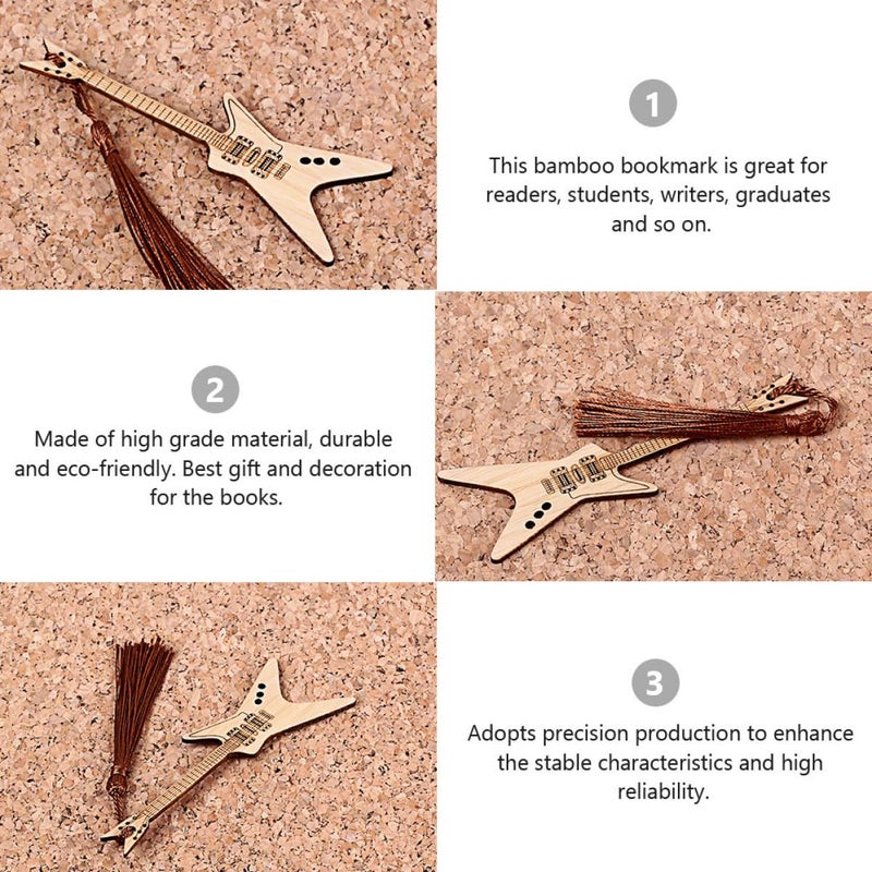 SUPVOX Guitar Shaped Wooden Bookmark For Music Lovers Reading Office School Use - Image 4