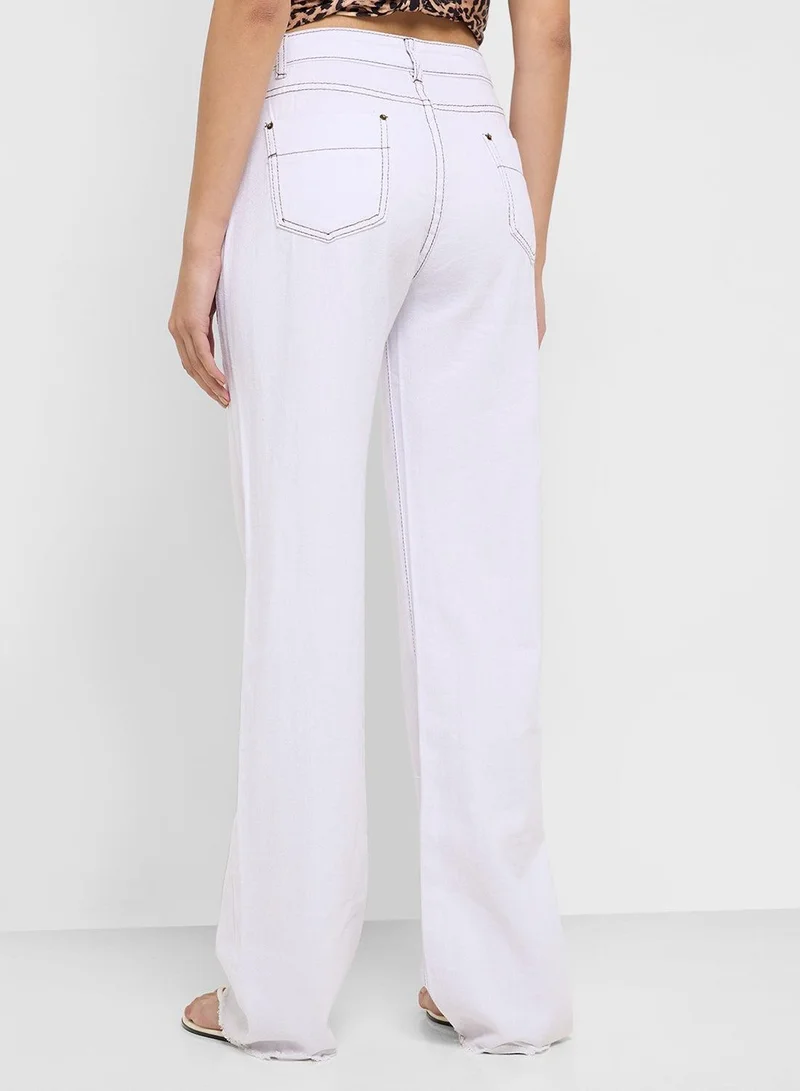 Ginger WHITE High Rise Wide Leg Jeans for Women | Best Price UAE