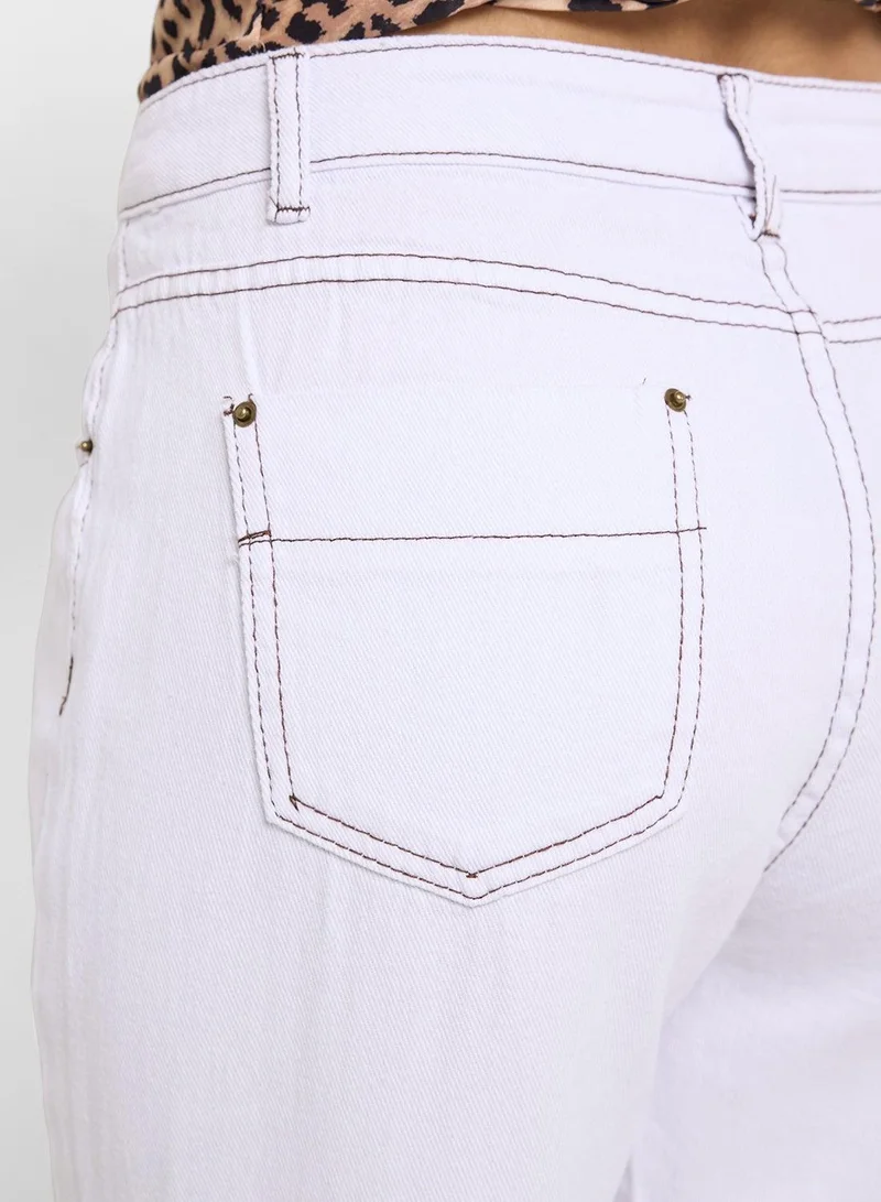 Ginger WHITE High Rise Wide Leg Jeans for Women | Best Price UAE
