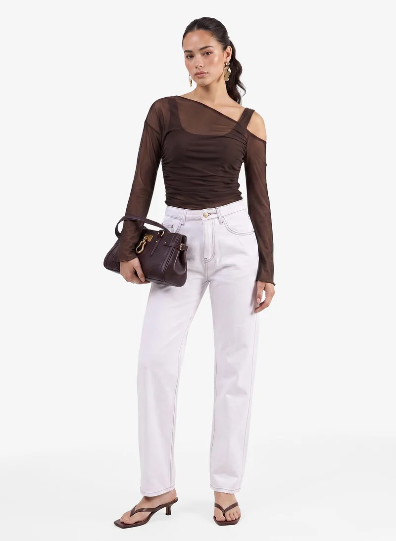 Ginger WHITE High Rise Wide Leg Jeans for Women | Best Price UAE